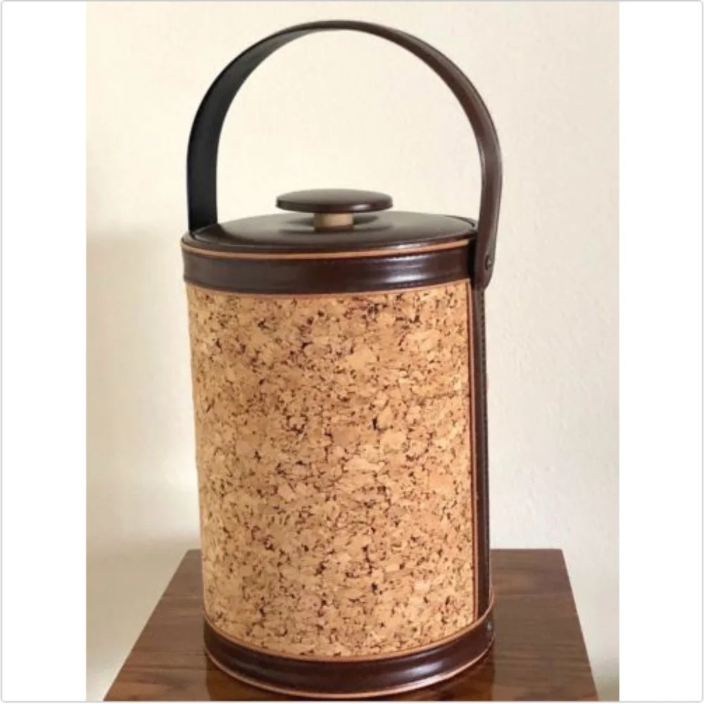 Vintage Ice Bucket Georges Briard Large Cork Barware Rare MCM Mid Century